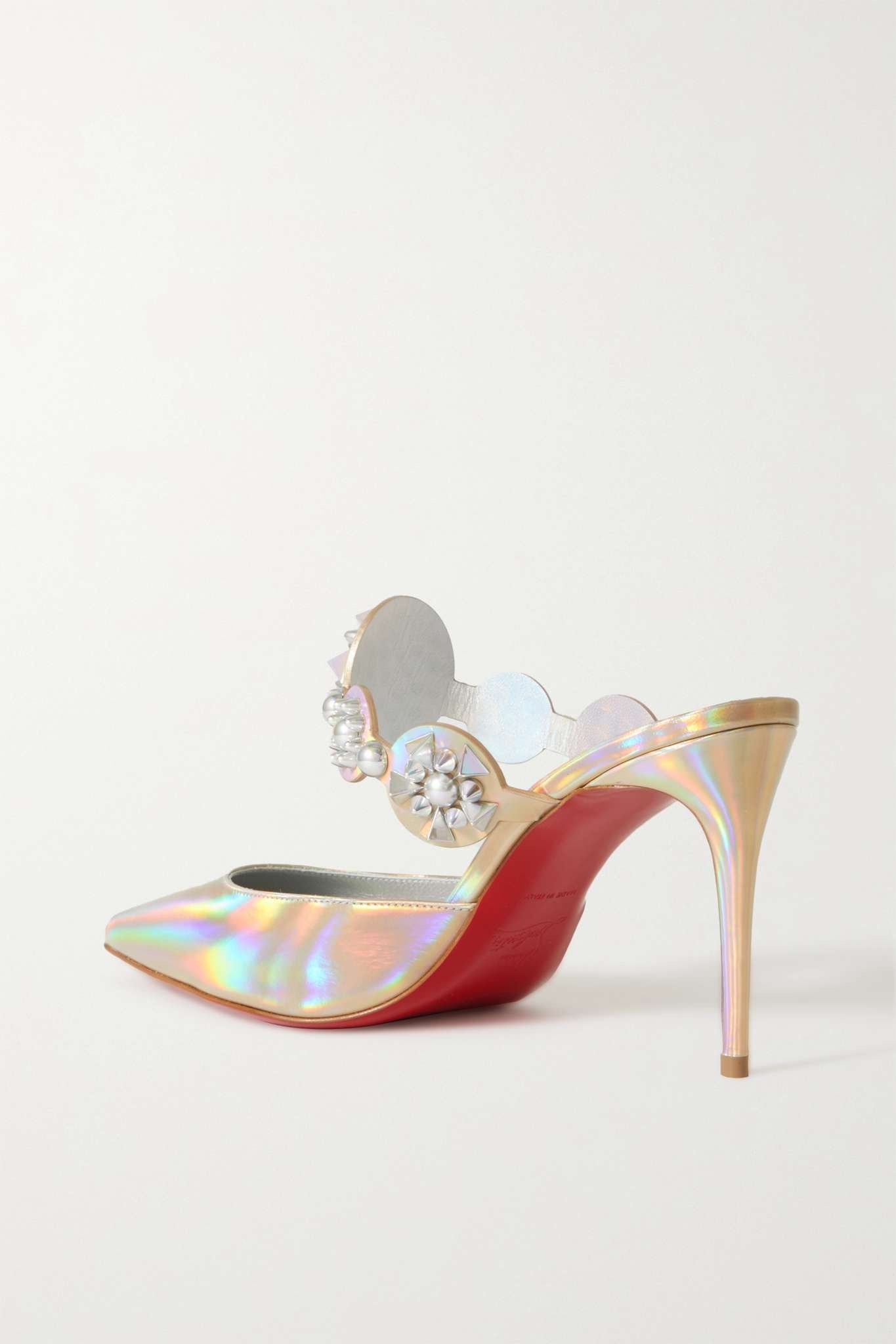 Miss Goldora 85 embellished iridescent leather mules - 3