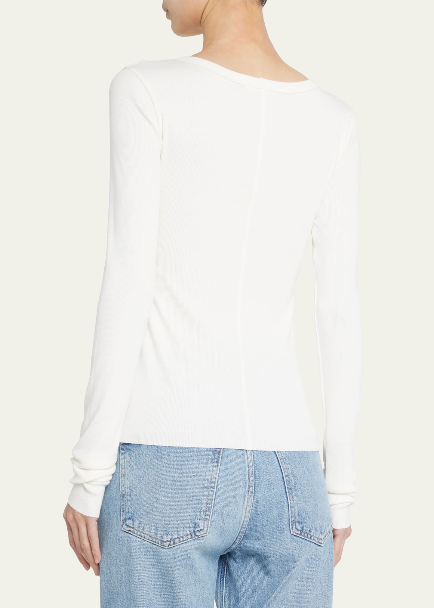 Long-Sleeve Fitted Crewneck Top - 3