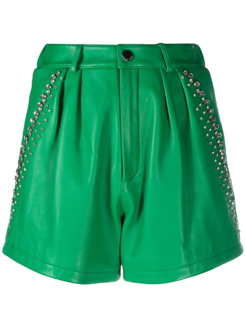 rhinestone-embellished leather shorts 1