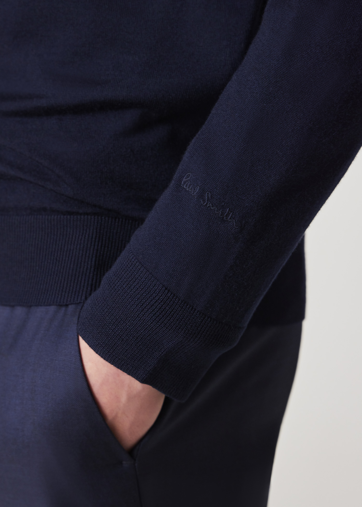 Navy Blue Merino Wool Sweater - 4