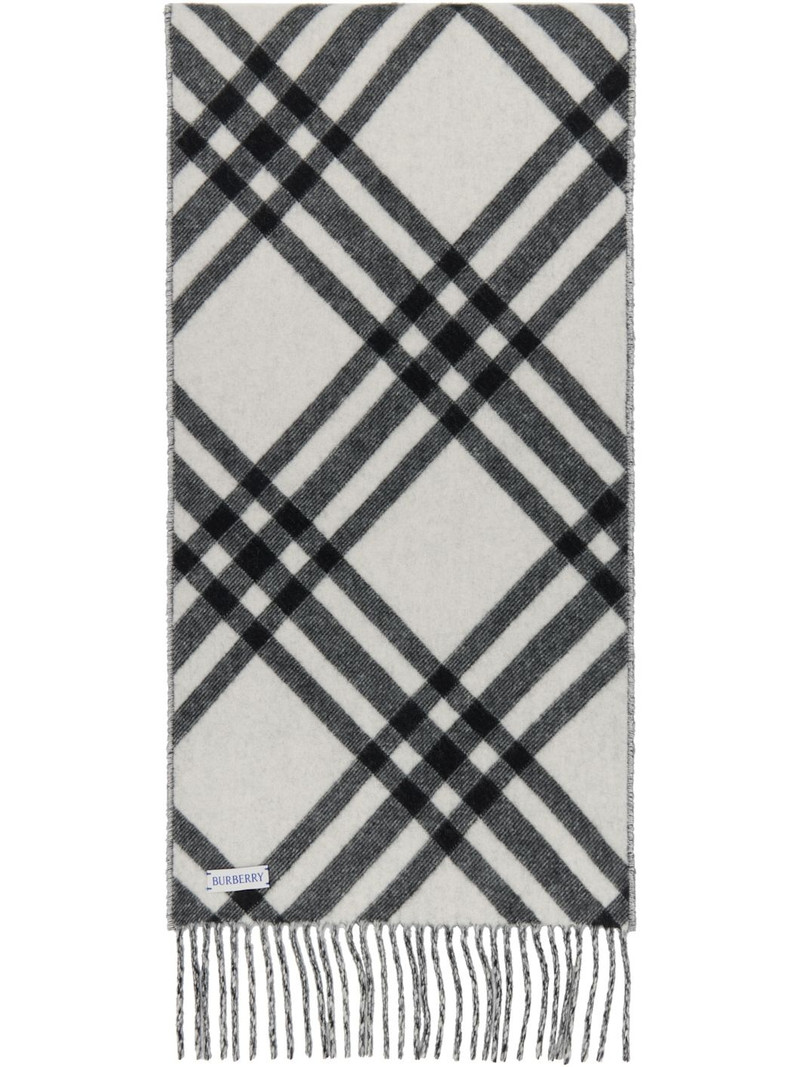 Burberry Black & White Check Cashmere Scarf outlook