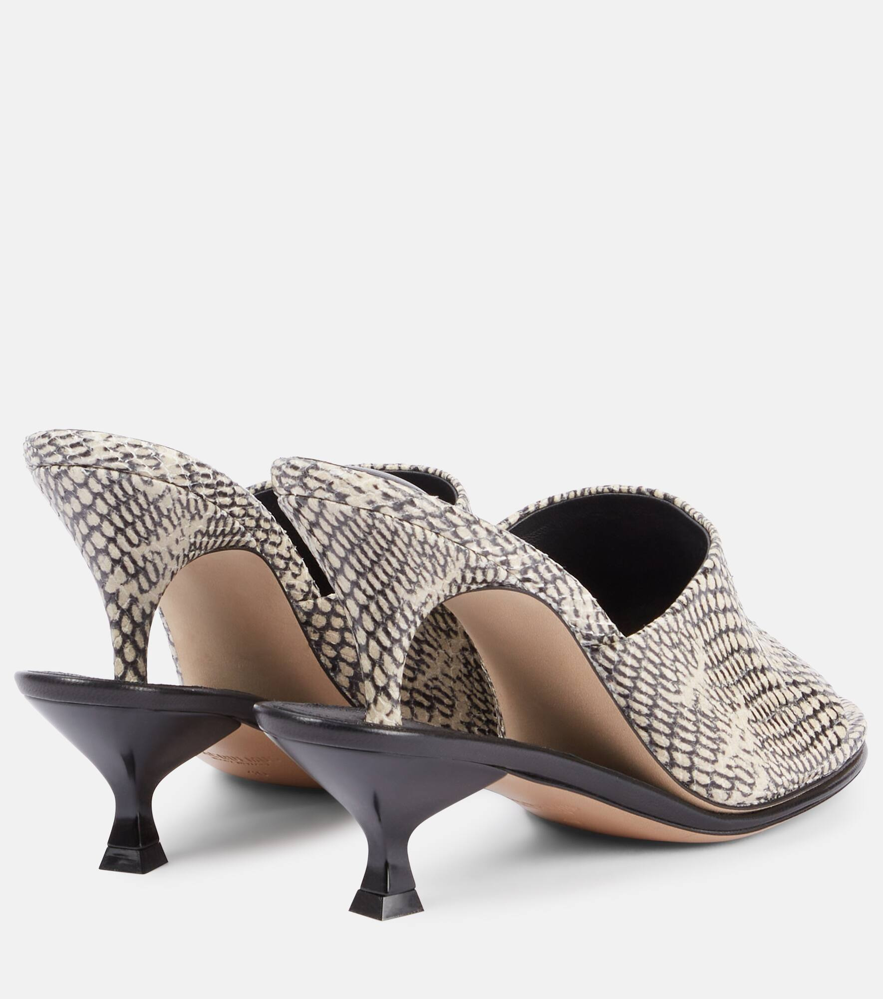 Doubles snake-effect leather mules - 2
