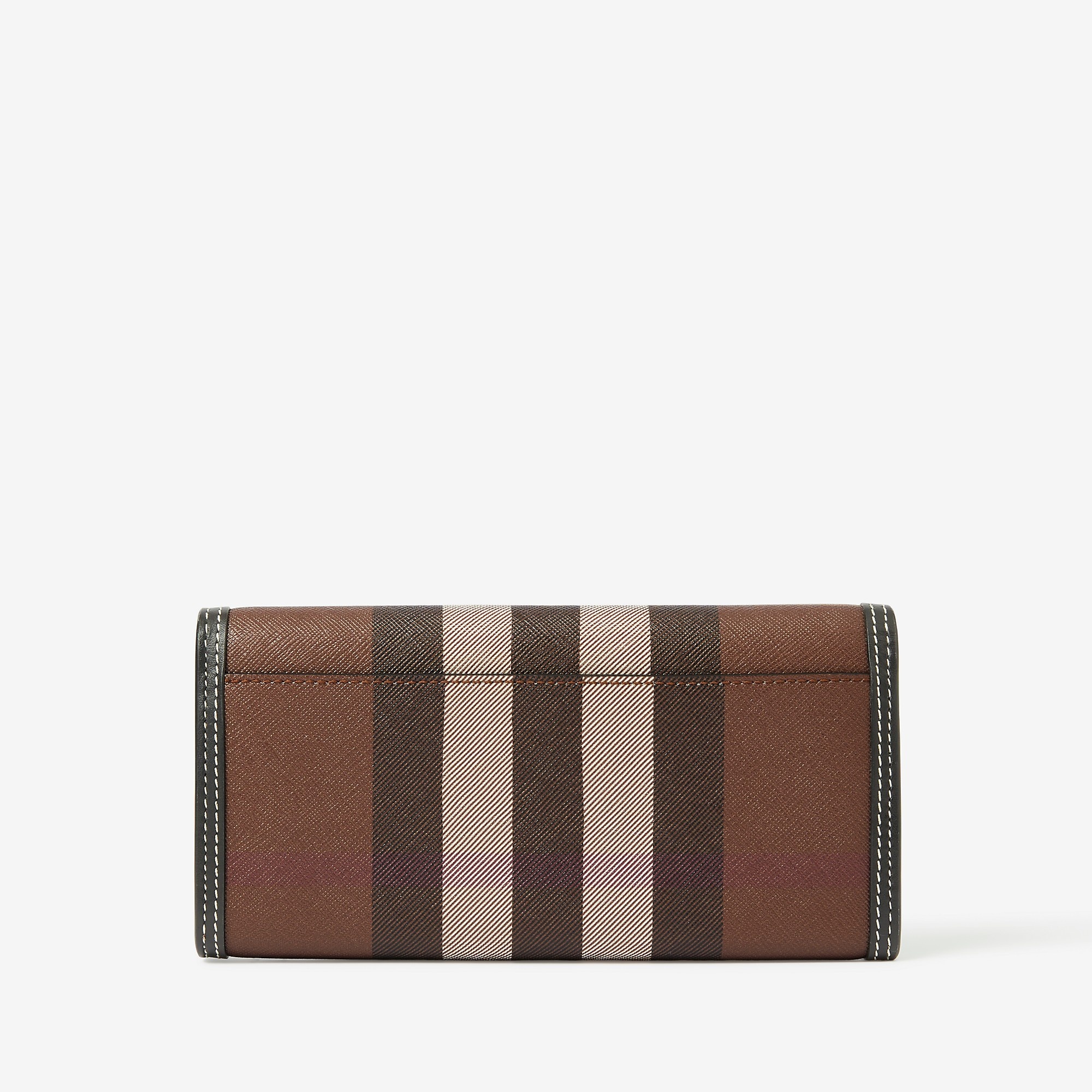 Check and Leather Continental Wallet - 3