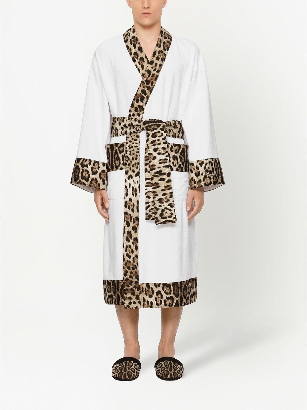 leopard-print cotton bathrobe - 4