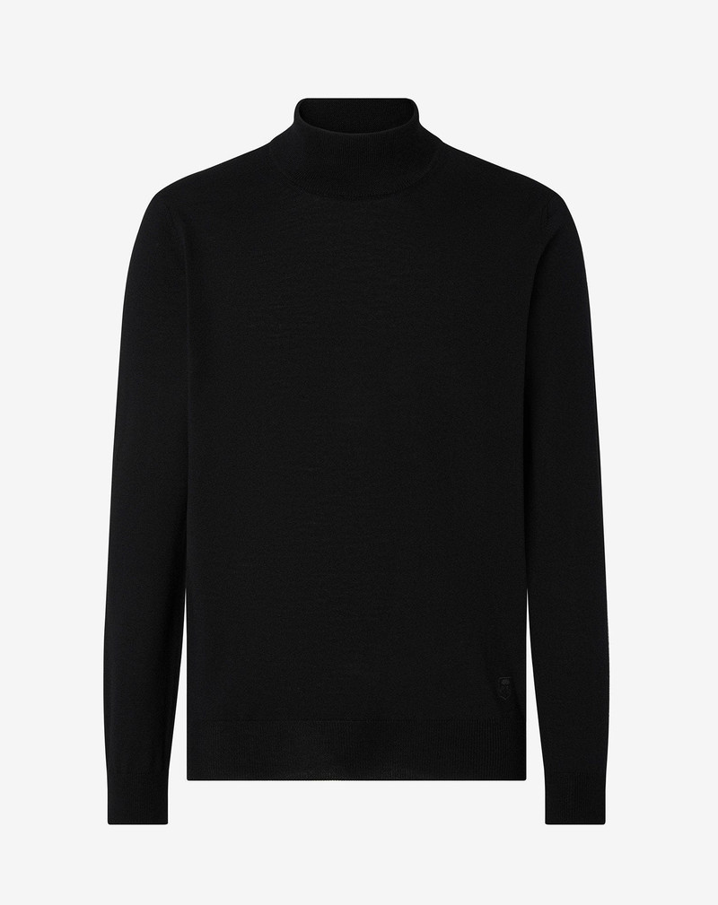 Black extra fine merino wool turtleneck 1