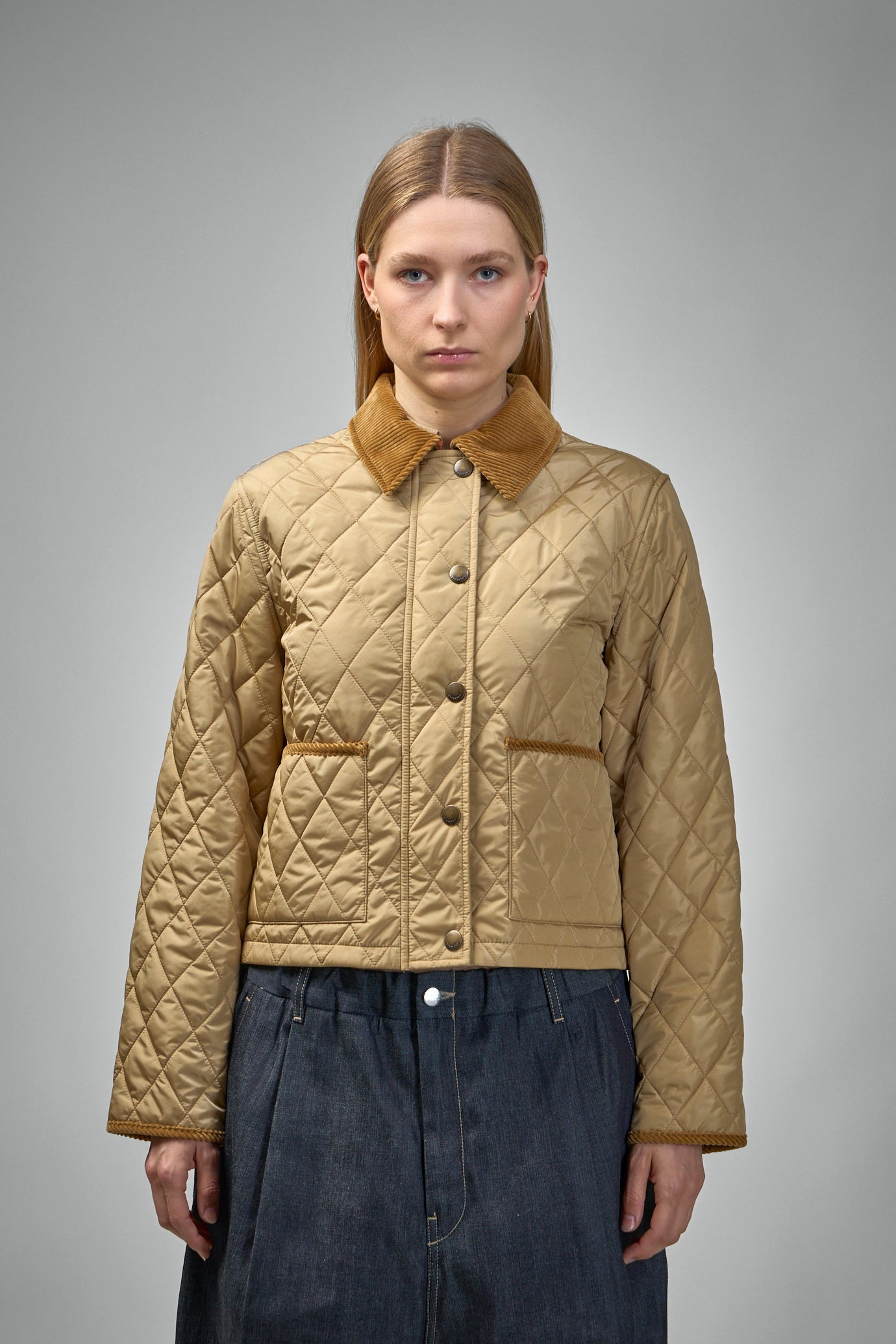 Cropped Quilted Nylon Jacket - 1