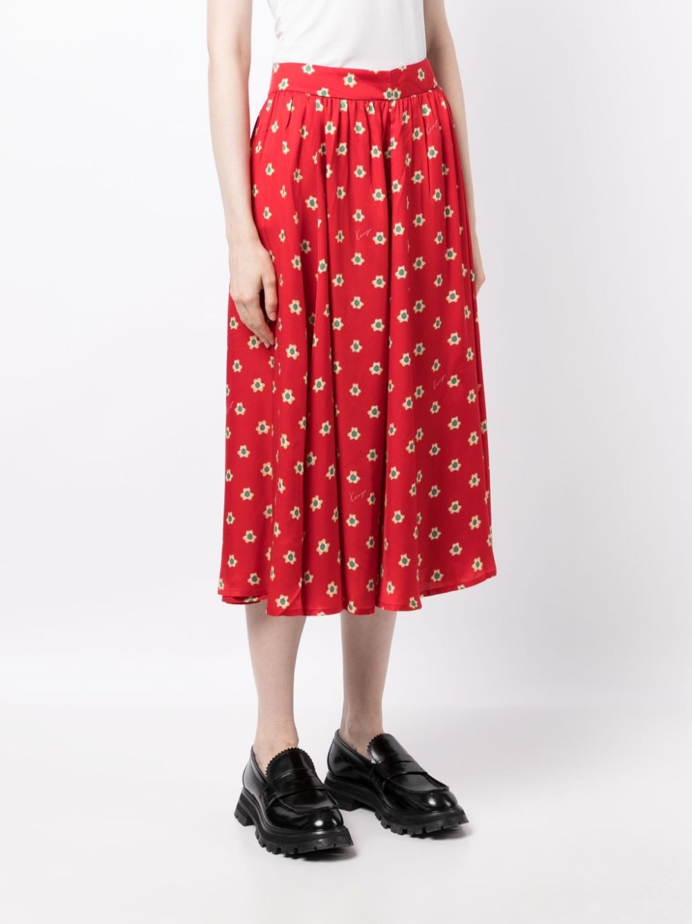 floral-print high-waist midi skirt - 3