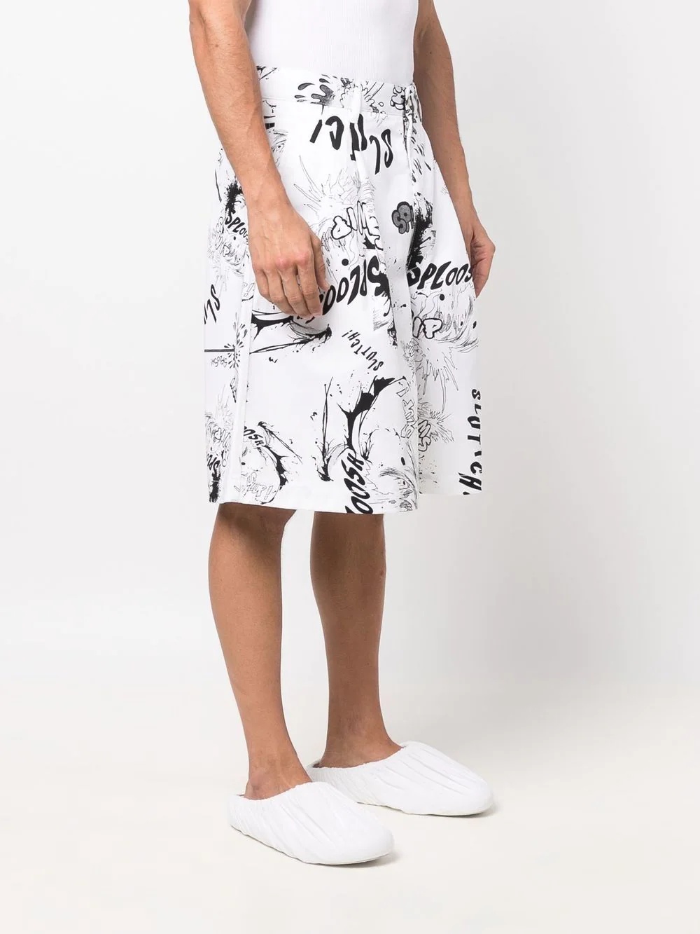 slogan-print wide bermuda-shorts - 3