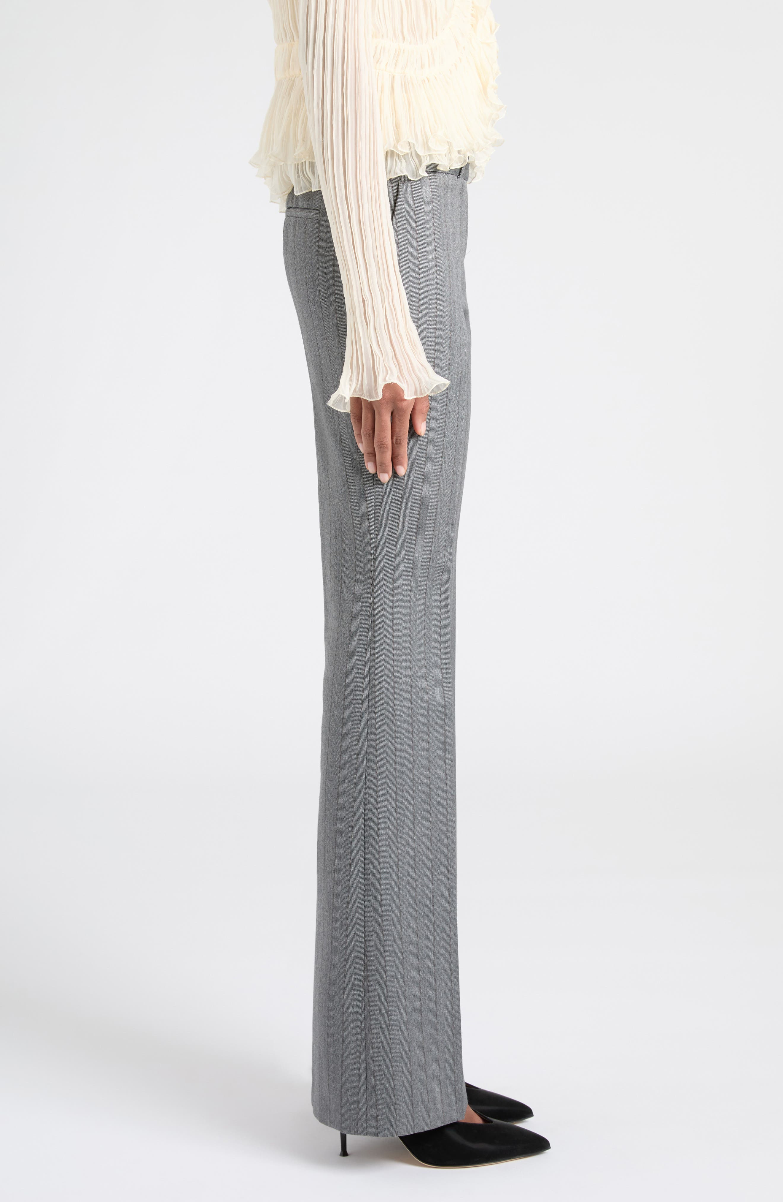 McQueen Herringbone Wool Pants in Grey at Nordstrom - 4