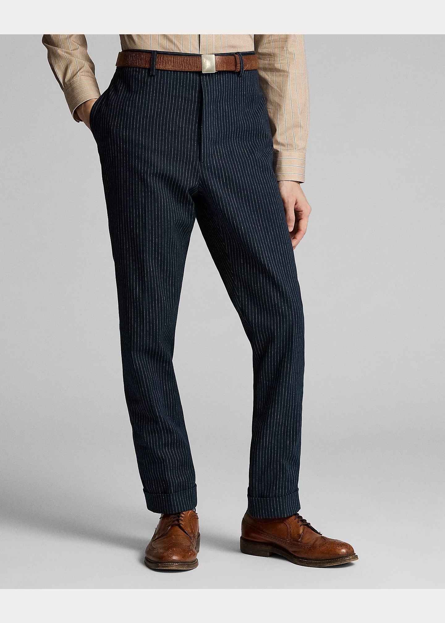 Slim Pinstripe Herringbone Suit Trouser - 3