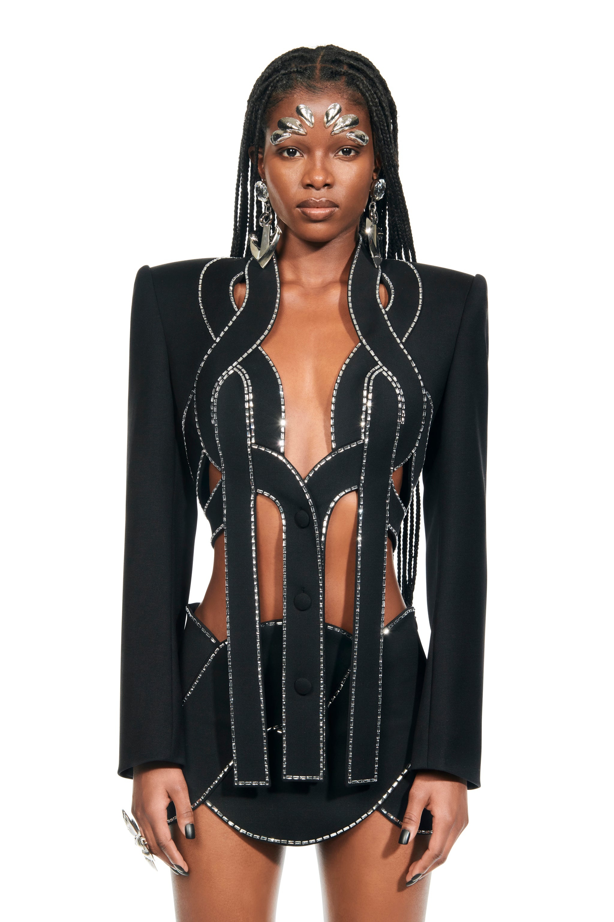 CRYSTAL ROPE CROPPED BLAZER - 3