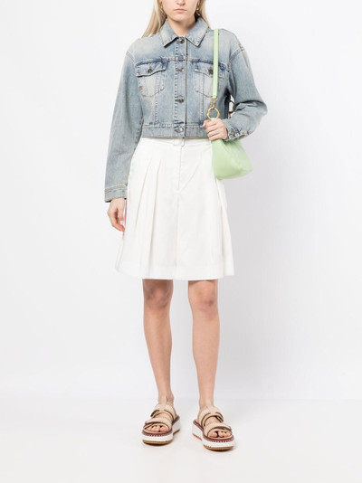 Ports 1961 corset style tie-detail cropped denim jacket outlook