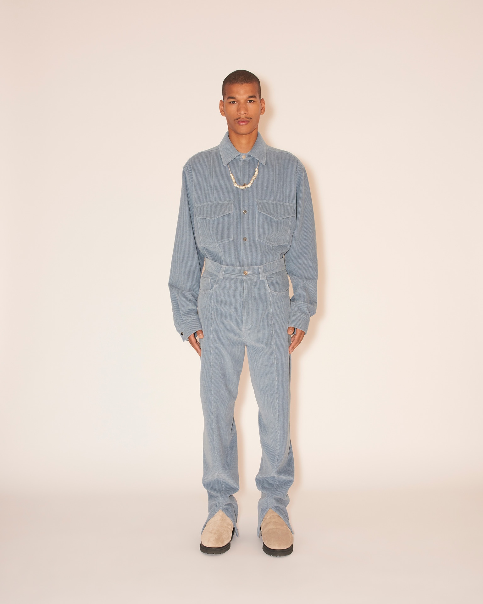 TIBES - Split hem trousers - Sky blue - 3