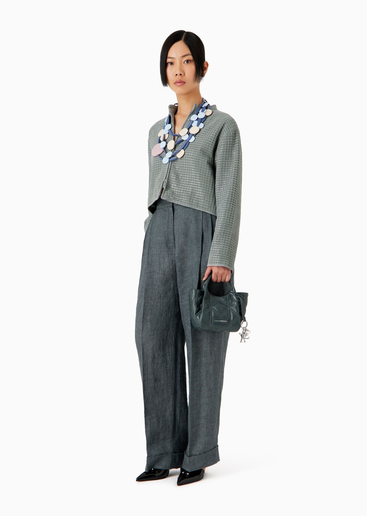 Loose-fit jacket in woven suede and nappa leather - 4