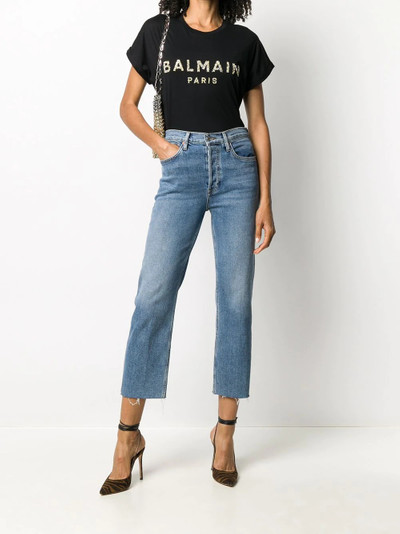 Balmain glitter logo print T-shirt outlook