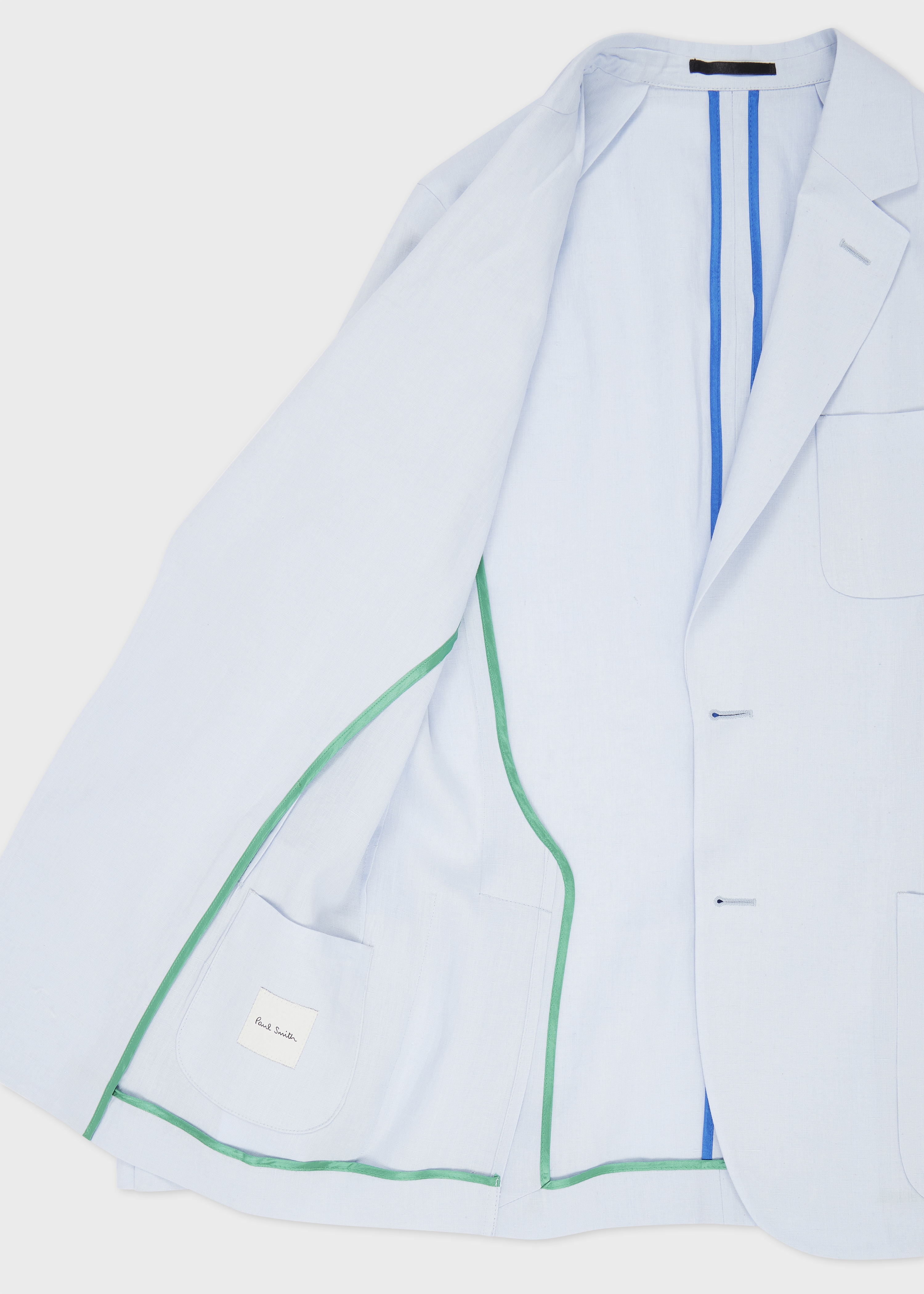 Pale Blue Linen Patch-Pocket Unlined Blazer - 4