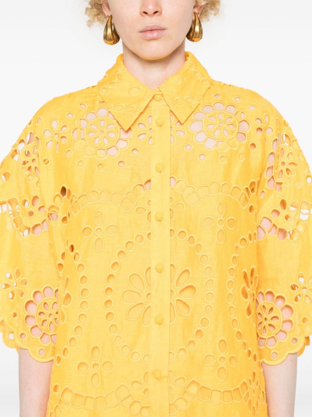 Pop embroidered linen shirt - 5