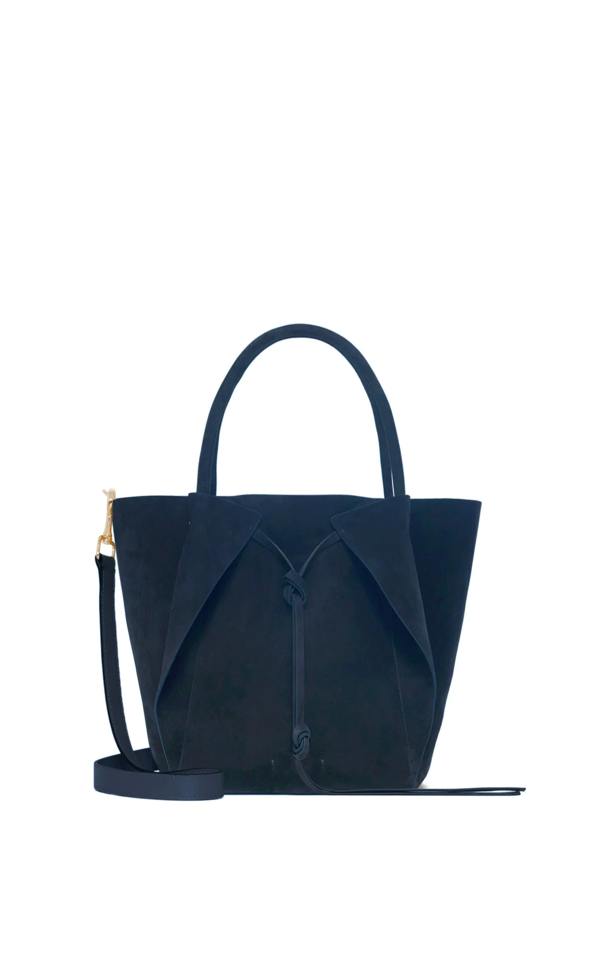 Small Marija Tote Bag in Navy Suede - 1