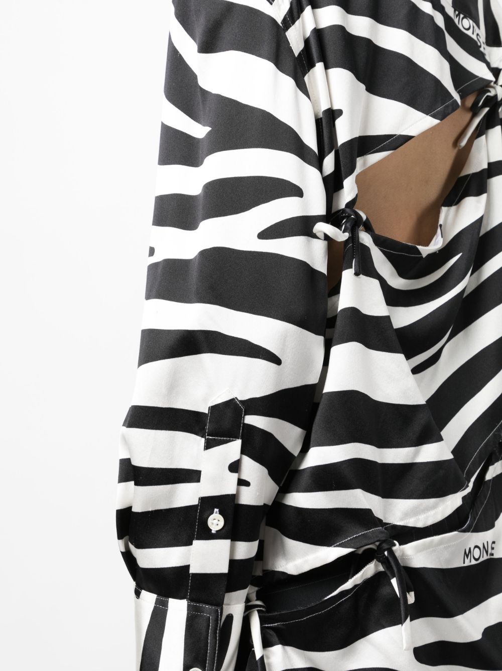 zebra-print slashed-detail silk shirt - 5