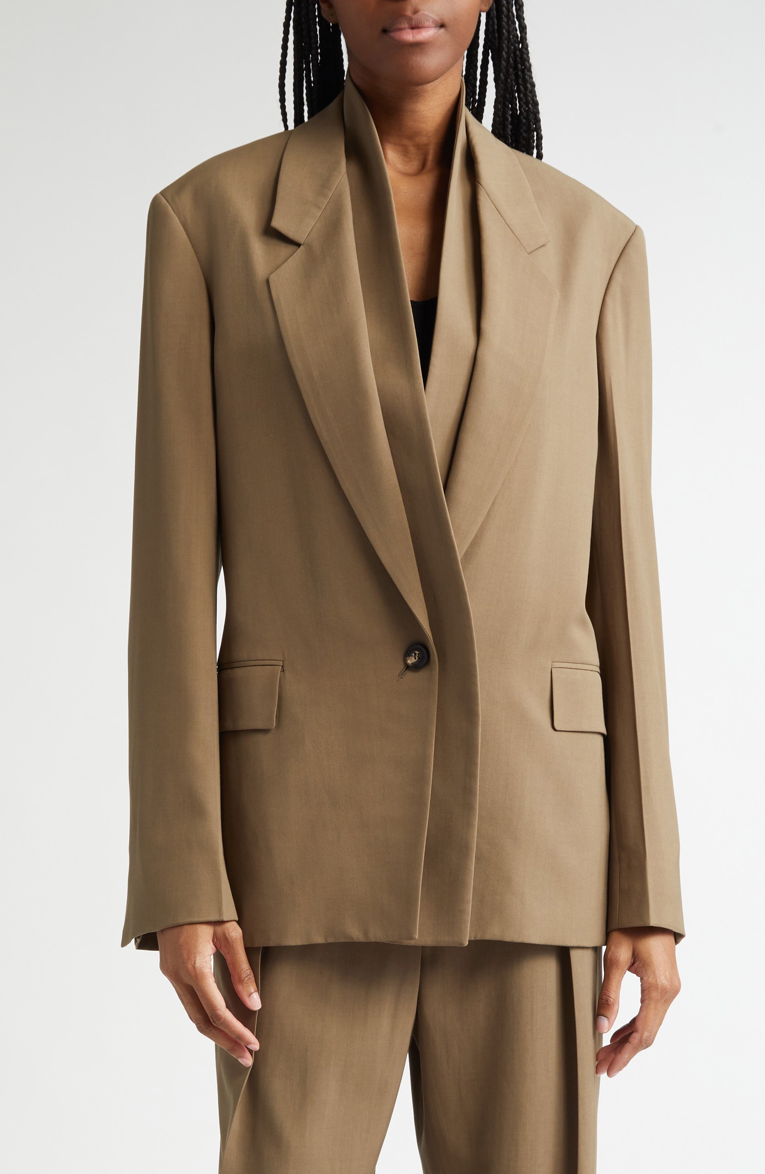 FERRAGAMO Double Lapel Blazer in Lead Green at Nordstrom - 6