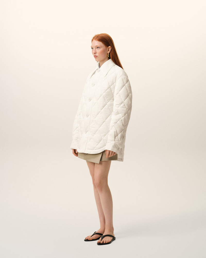 WHITE NYLON PADDED BUTTONED JACKET 6
