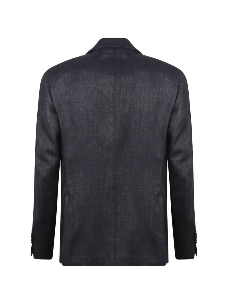 LARDINI peak-lapel denim blazer outlook