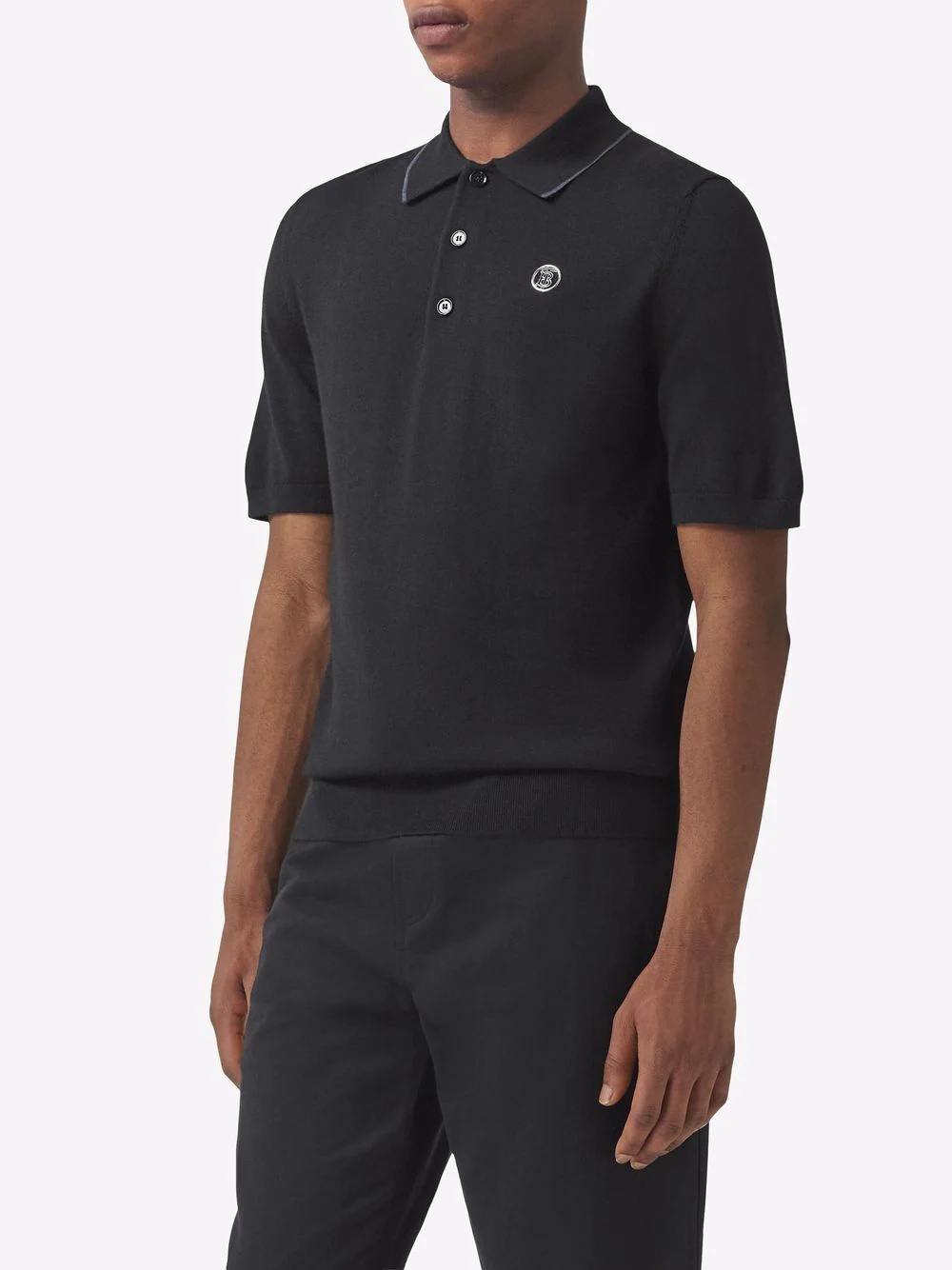 Monogram motif wool-silk-cashmere polo shirt - 3