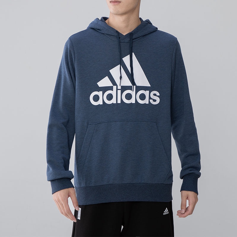 Men's adidas Bl Ft Hd Logo Printing Sports Knit Pullover Navy Blue GM6965 - 3