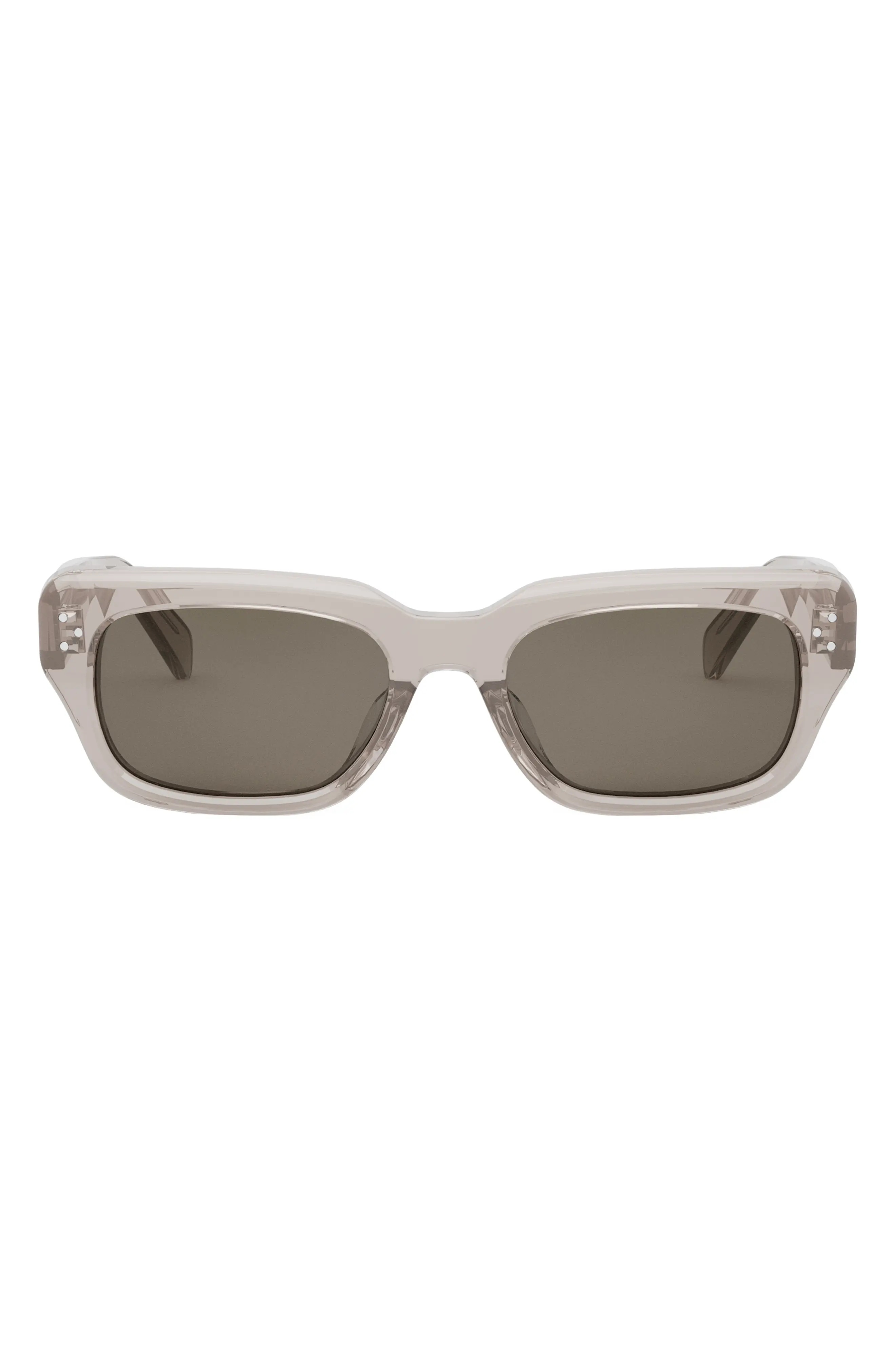 Bold 3 Dot Rectangular Sunglasses in Beige/Brown - 1