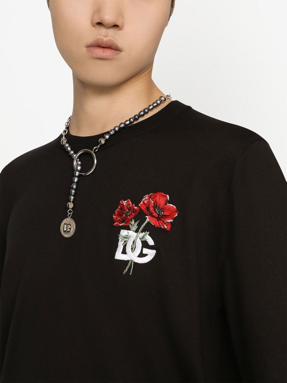 embroidered long-sleeve jumper - 5