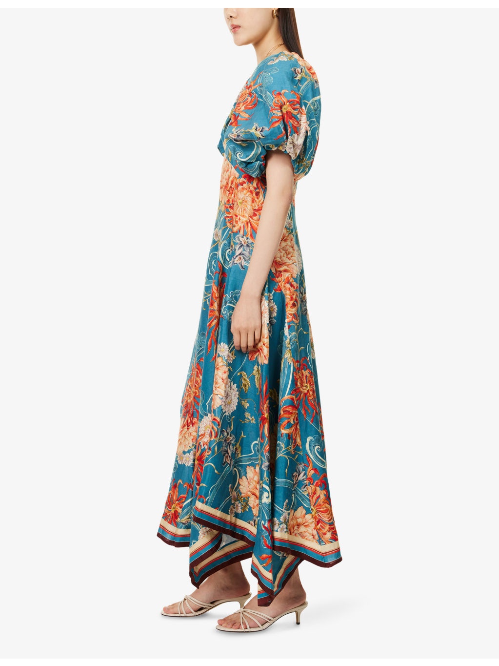 Fletcher Puff-Sleeve Ramie Midi Dress - 3