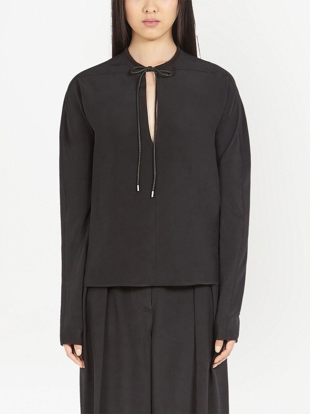 tie-neck long-sleeve blouse - 3
