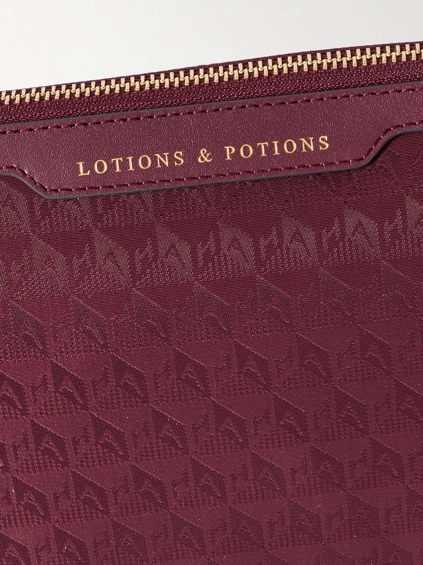 Lotions and Potions leather-trimmed jacquard pouch Burgundy - 3