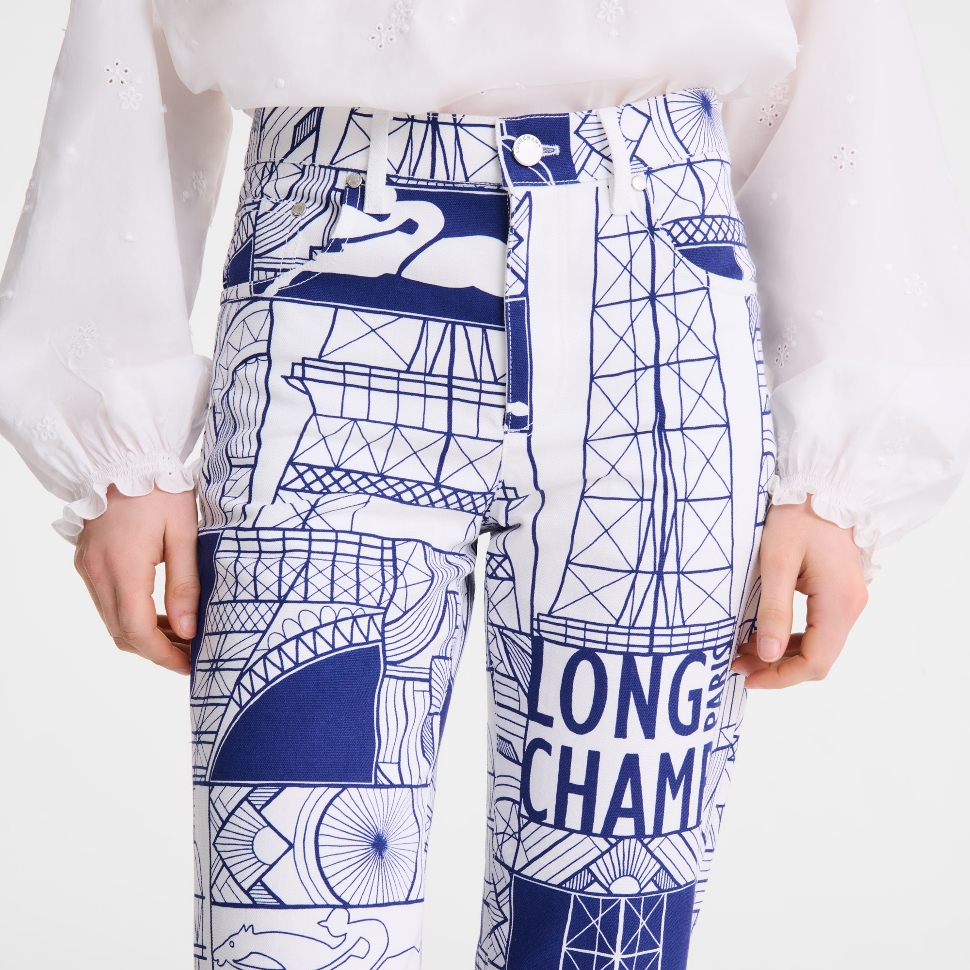 Trousers Navy - Printed cotton - 5