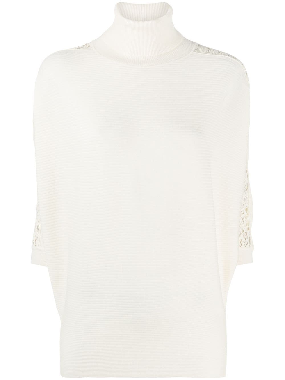 lace detail roll-neck jumper - 1