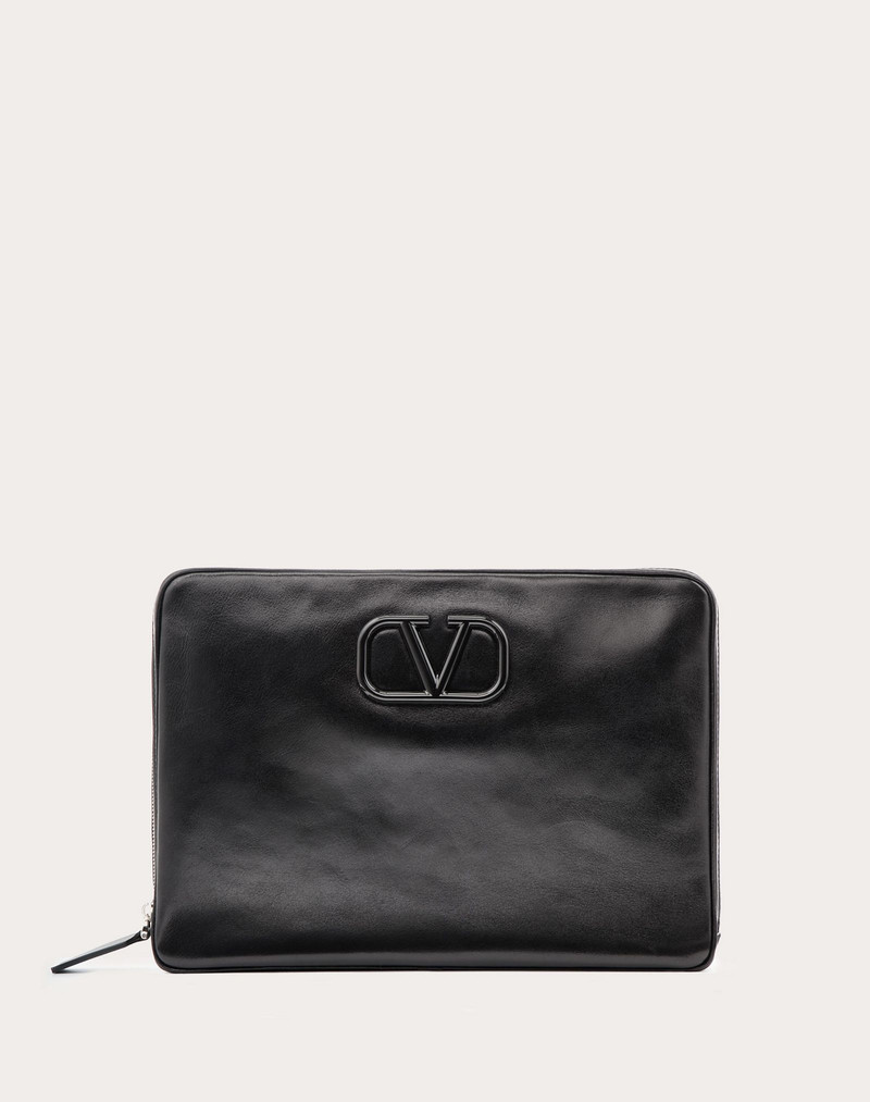 VLogo Signature Leather Clutch 1