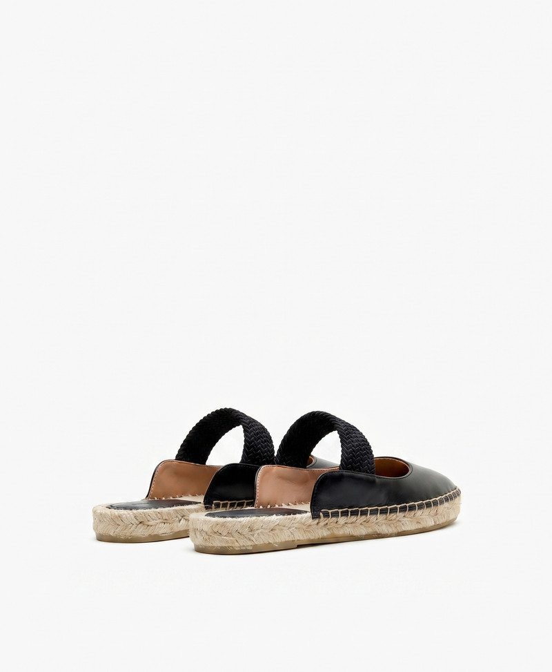 Siena Black Leather Flat Mules 3
