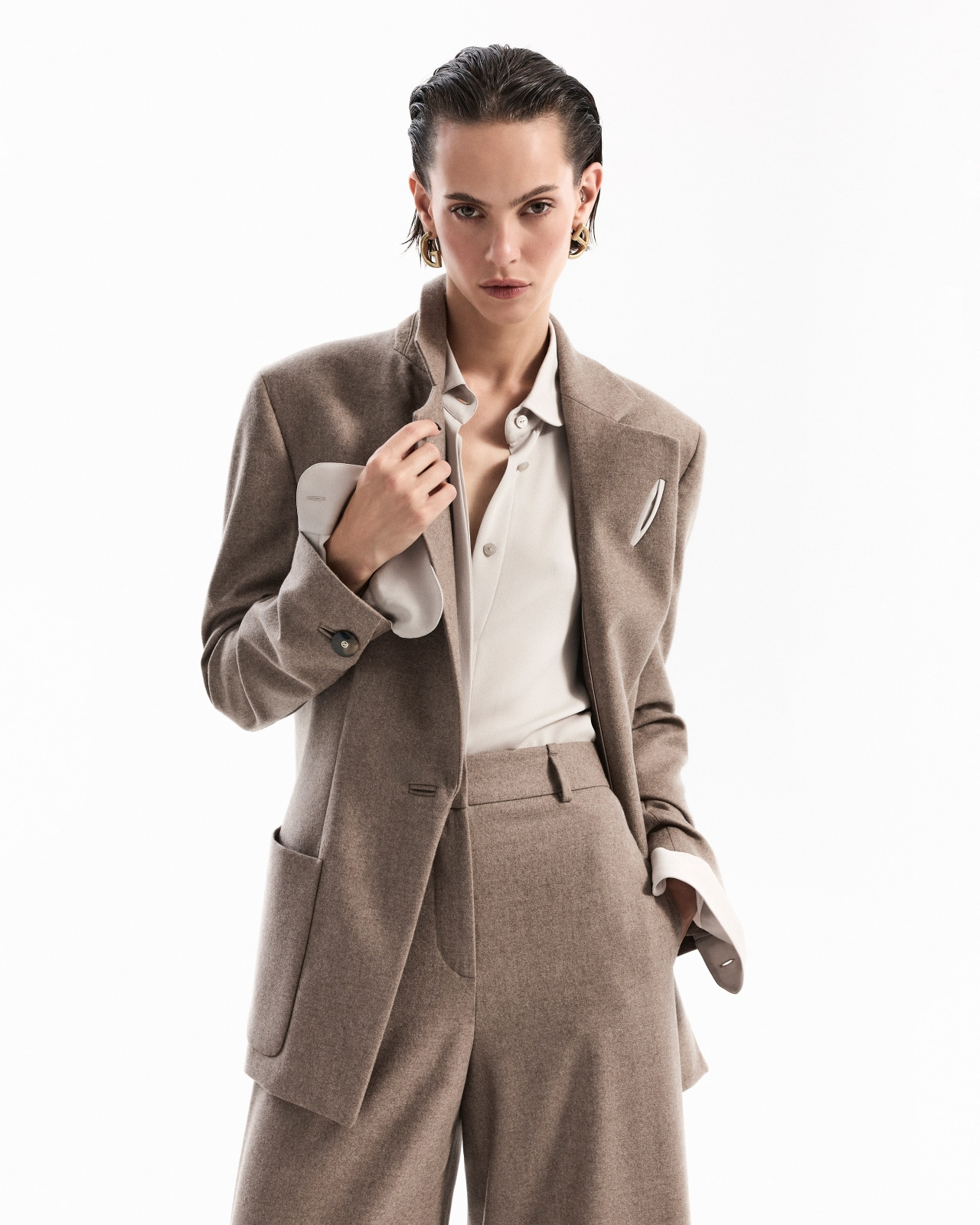 Single-breasted jacket in cashmere flannel - 6