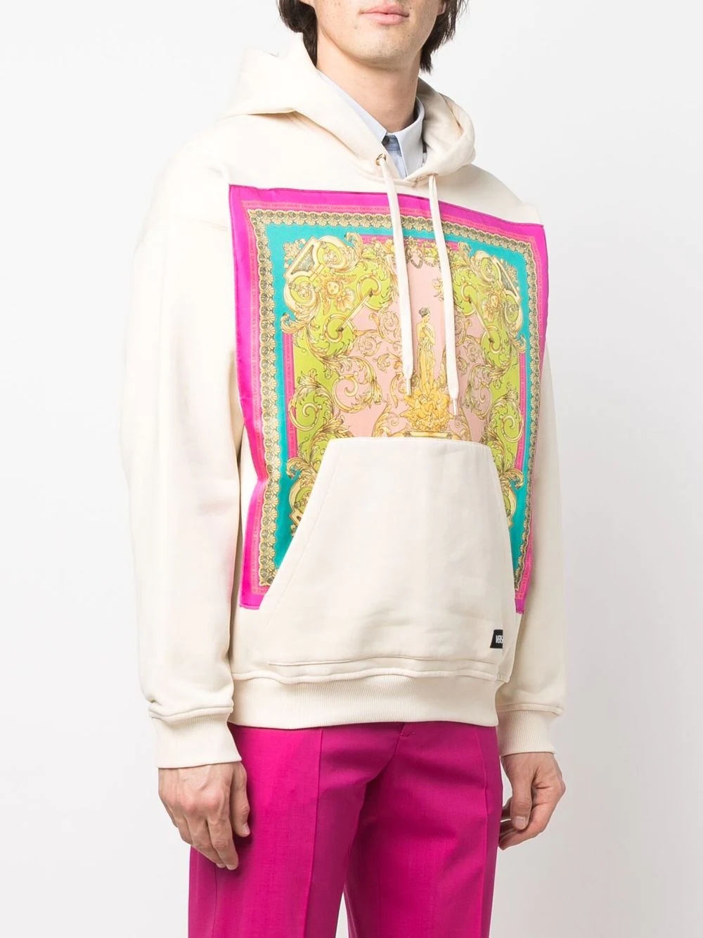 baroque-panelled pullover hoodie - 3