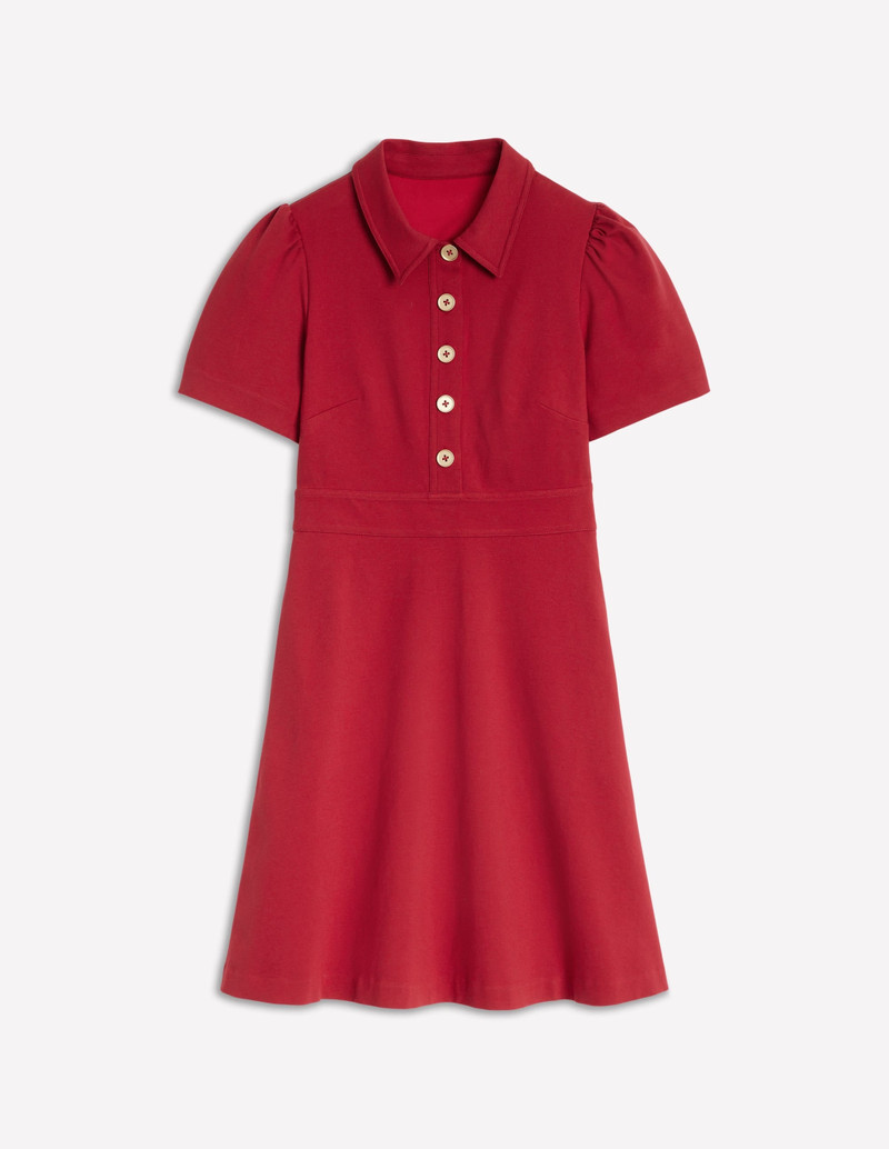 Nicolette Ponte Shirt Dress-Crimson Red 1