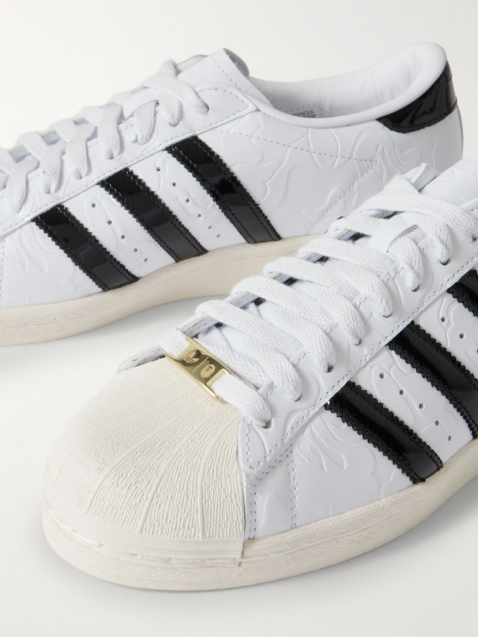+ BAPE Superstar Logo-Embossed Leather Sneakers White - 5