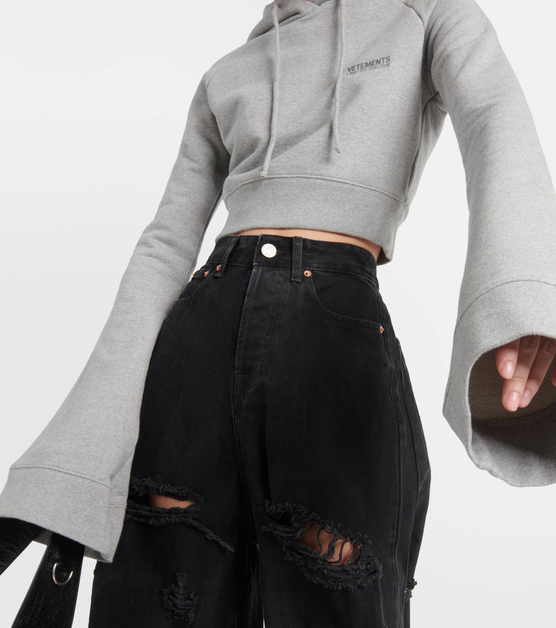 logo-embroidered flared-sleeve hoodie 5