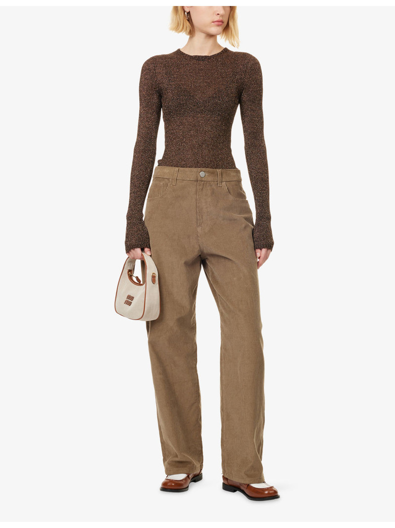 Miu Miu Slim-Fit Long-Sleeves Knitted Top outlook