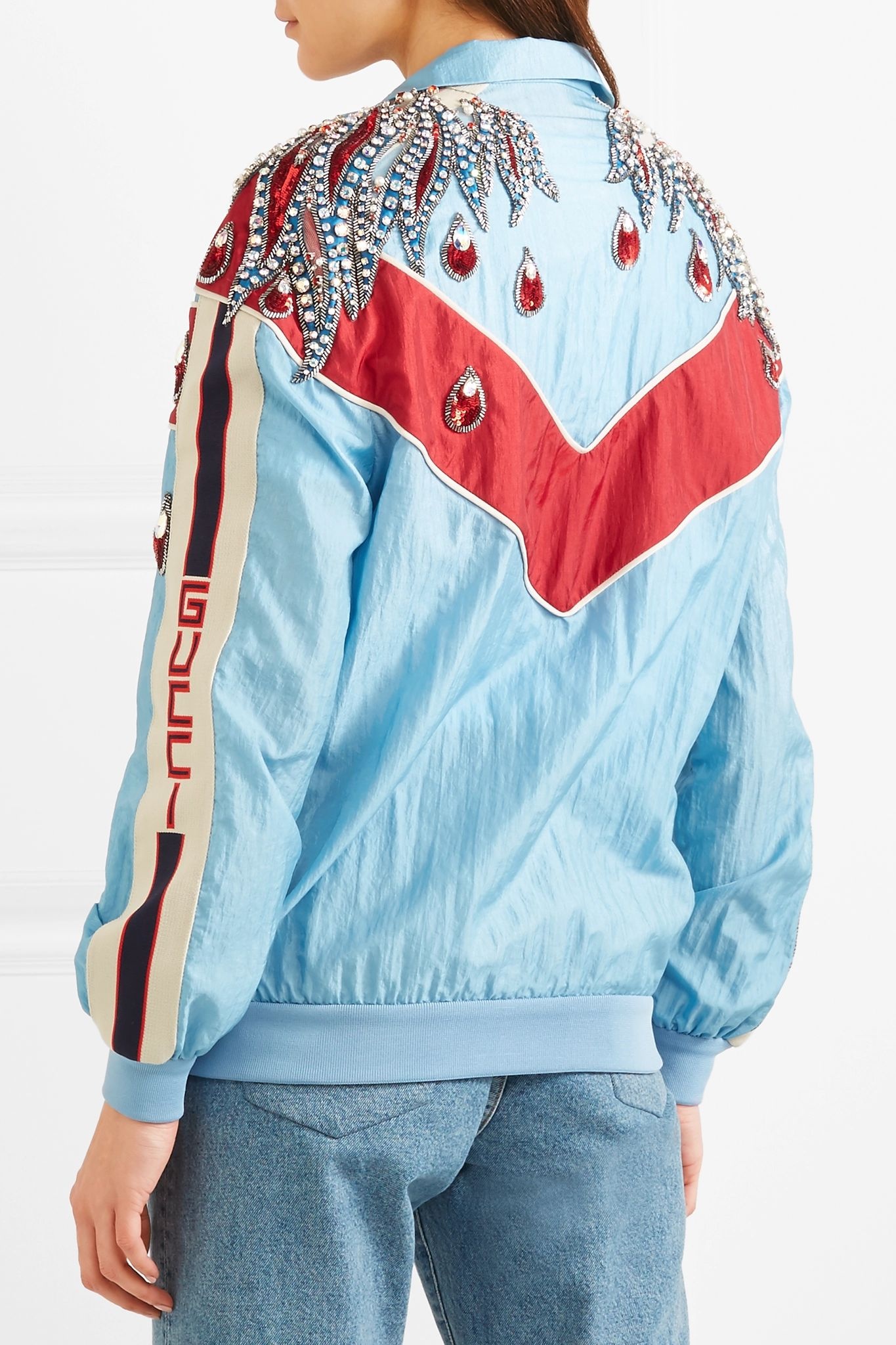 Paneled embellished shell track jacket - 4