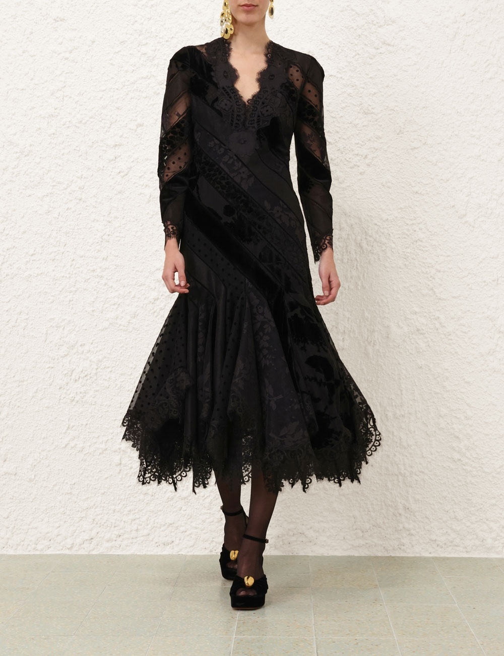 EDEN V NECK SPLICED GOWN - 2
