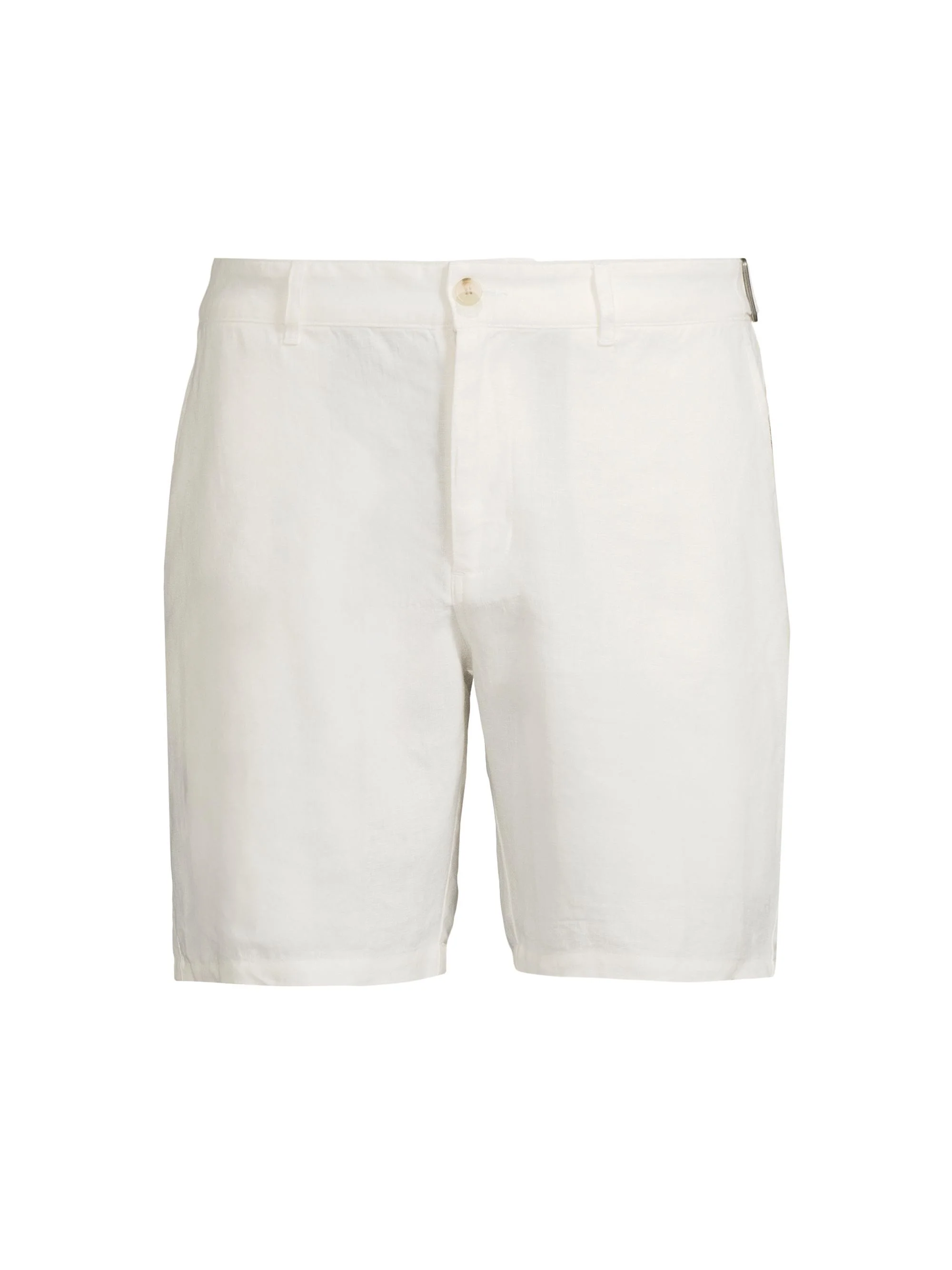 Men's Linen Fixed-Waist Shorts - White - 1