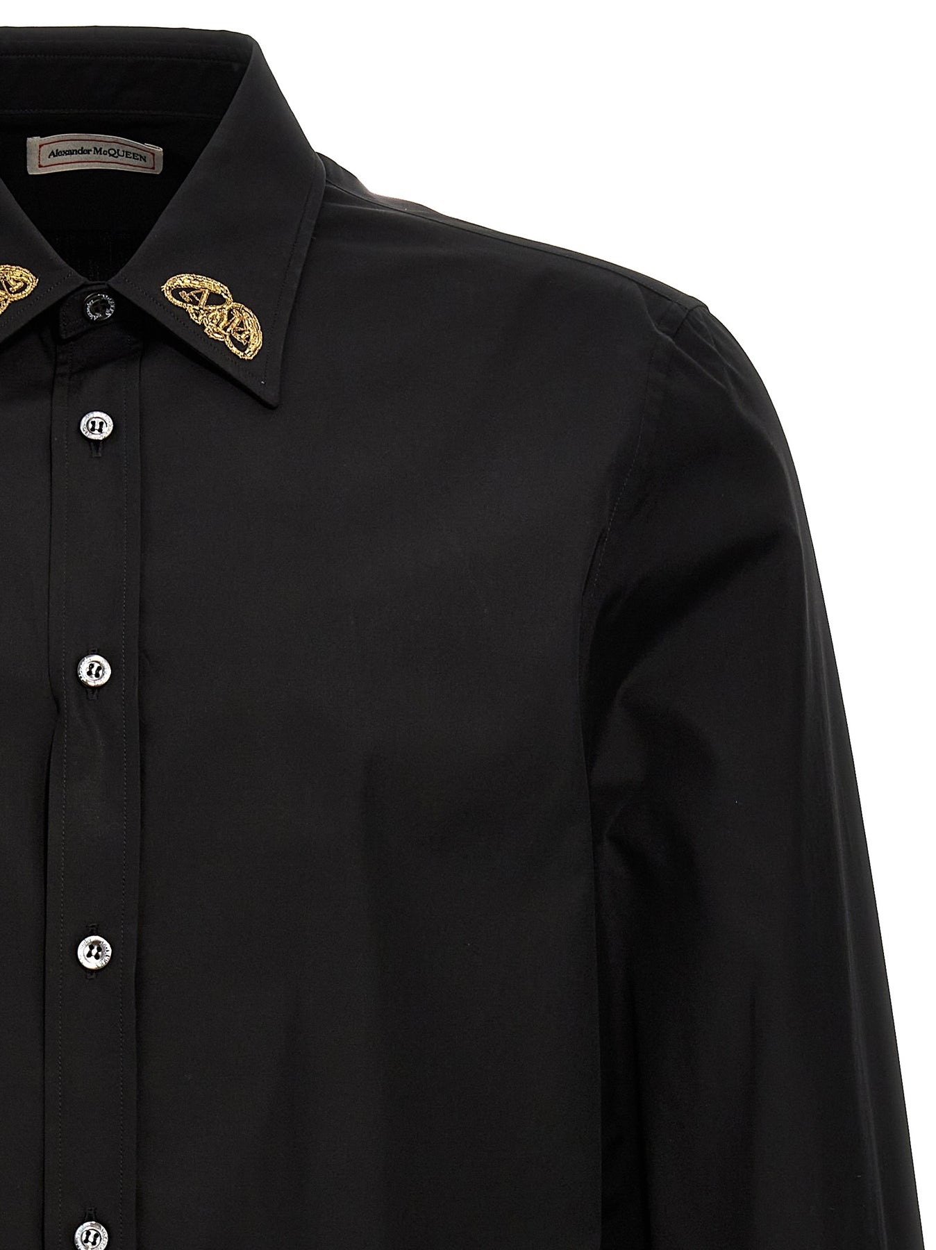 Embroidered Collar Shirt Shirt, Blouse Black - 3