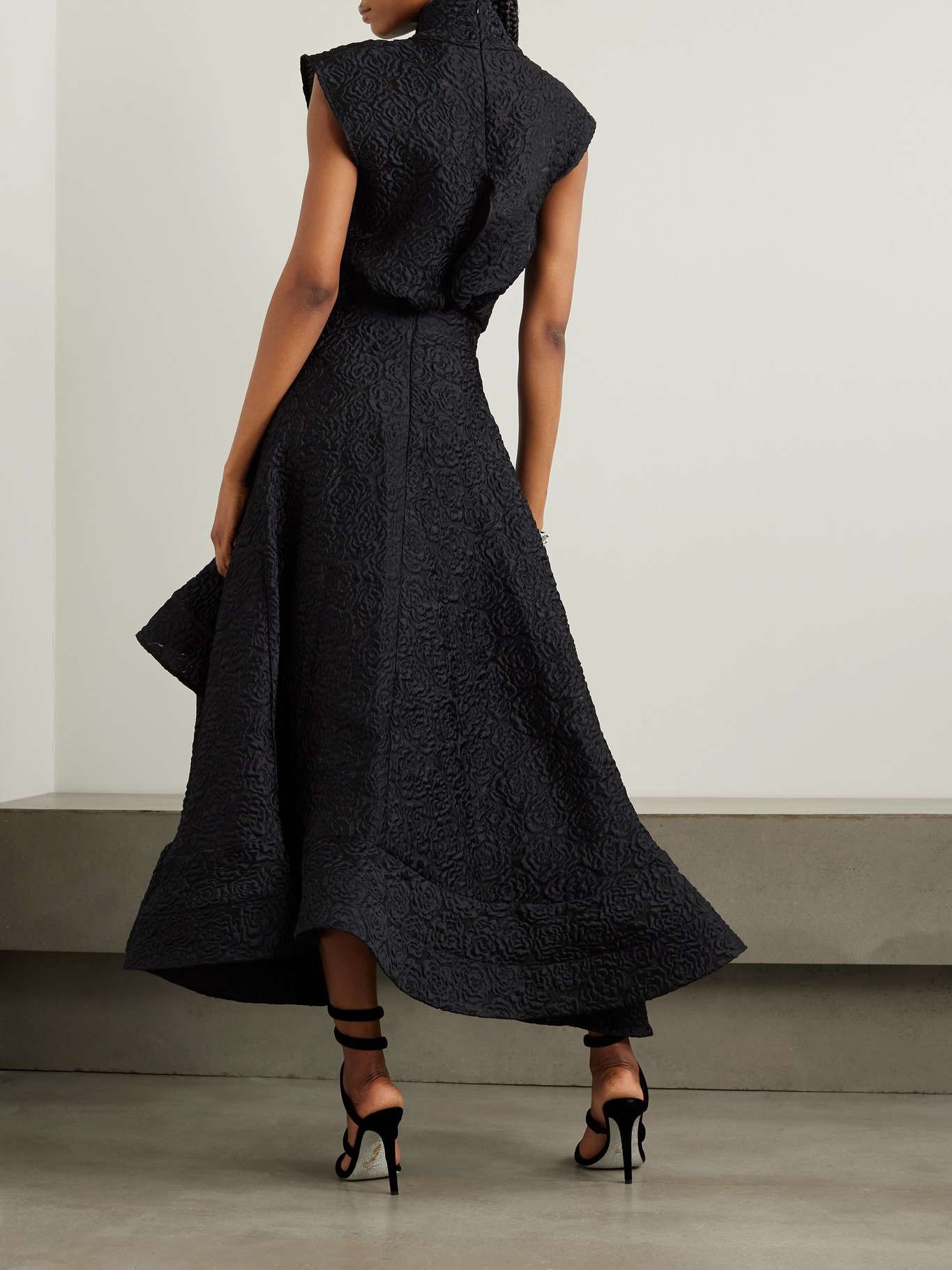 MATICEVSKI Arresting asymmetric ruffled cloqué turtleneck midi dress ...