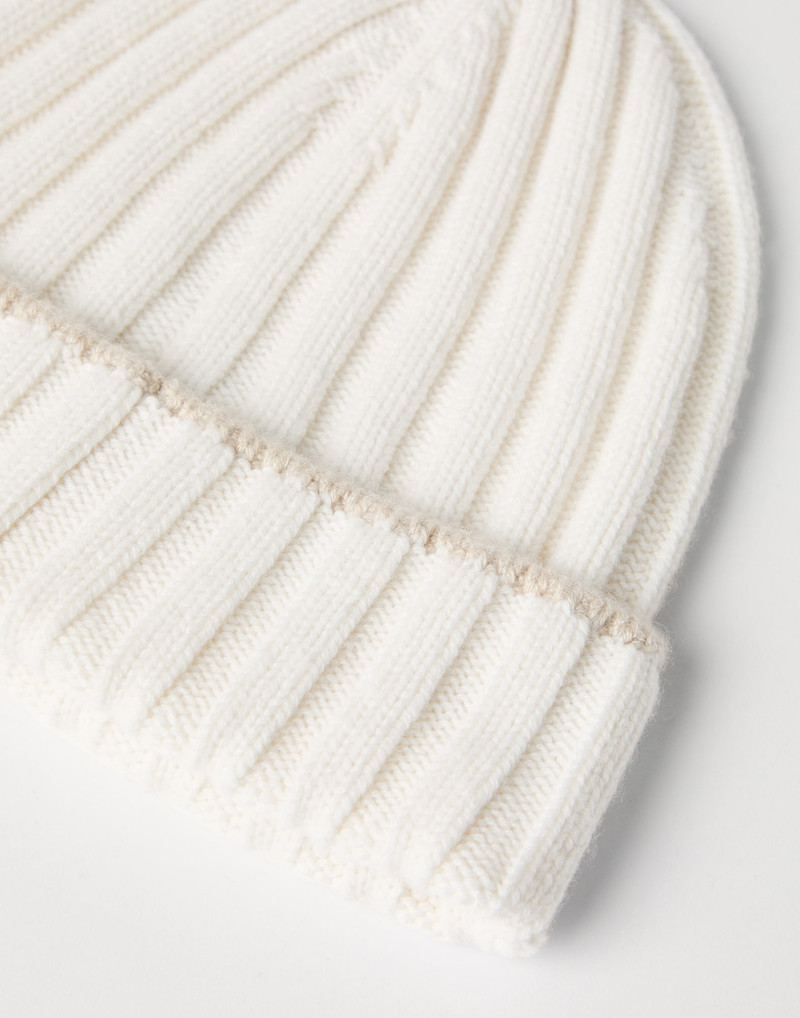 Brunello Cucinelli Cashmere rib knit beanie outlook