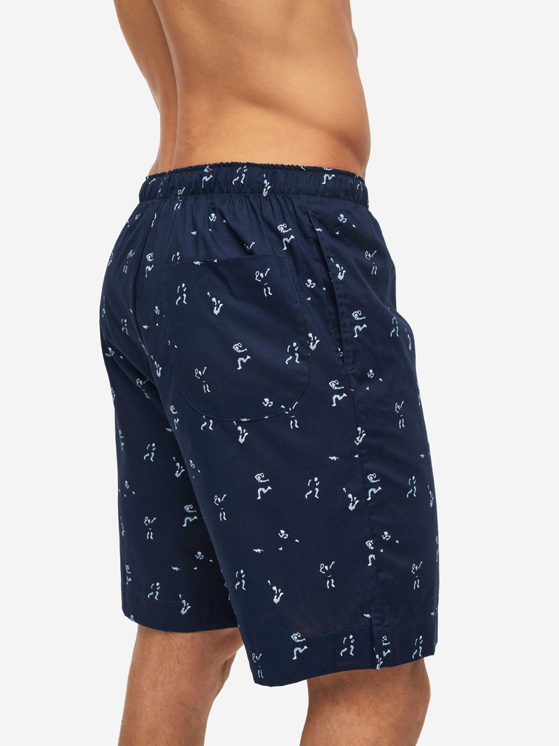 Men's Lounge Shorts Nelson 91 Cotton Batiste Navy - 2
